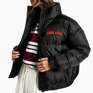 Veste chaude en duvet pour femmes, fabriquée sur mesure et à la mode, avec fermeture éclair et bouffante pour l'hiver - Product Image 1