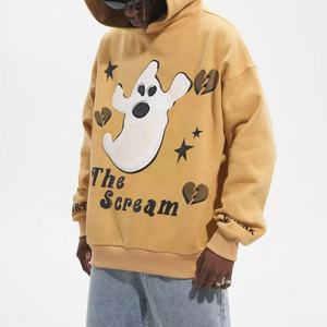 Sudadera de algodón 100% para hombre superventas, Sudadera con capucha de pantalla de espuma 3D pesada de gran tamaño, forro impermeable, estampado de logotipo personalizado - Product Image 4