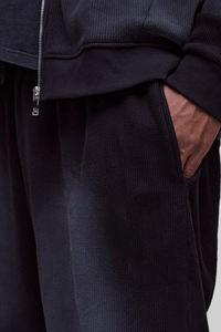 Streetwear personnalisé 100% coton tissu gaufré surdimensionné Baggy Sunafde pantalons de survêtement lavés respirant Hip Hop pantalon de survêtement - Product Image 3