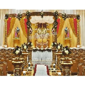 Mandap ใยทองที่สง่างามสำหรับงานแต่งงานอินเดียฮินดูมีลวดลายลวดลายลวดลายลวดลายเรียบง่ายทำจากผ้าแมนดารานีพิธีแต่งงาน - Product Image 1