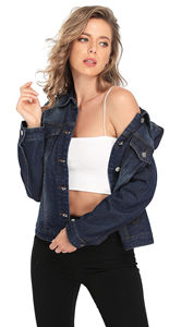 Veste en jean décontractée pour femmes de meilleure qualité Vêtements d'extérieur d'automne Remplissage en coton fabriqué au Pakistan Diamants décorés Boutons en denim Respirant - Product Image 5