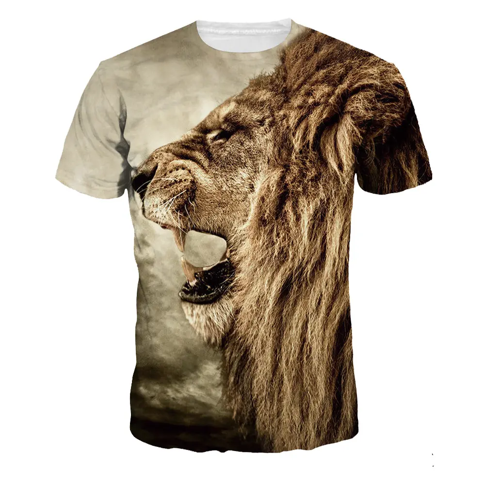 Tiger Printed Best Quality O Neck High Quality Shortsleeve Plus Size Digital 3D Printed T Shirts For Men's From Bangladesh