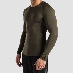 High Quality Men's MMA Rash Guard Breathable Anti-Bacterial Quick Dry Seamless Long Sleeve T-Shirt Compression Shirts OEM Custom - Product Image 3