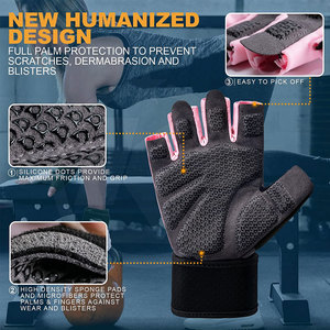 Gants en cuir unisexes à demi-doigts avec logo personnalisé pour la gym, la course, les sports, la remise en forme, les entraînements, la musculation, adhérence de haute qualité - Product Image 3