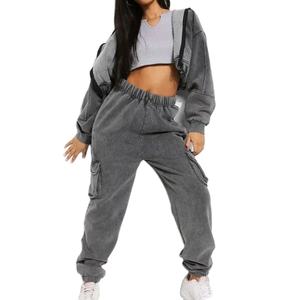 Conjunto Deportivo de Dos Piezas de Color Sólido para Otoño, Sudadera con Capucha y Pantalones Deportivos, Conjuntos Deportivos Casuales Estampados de Moda para Mujer - Product Image 5