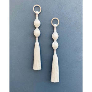 DULCE CDICE Juego de 2 Tapices de Pared de Macramé Tejido Estilo Bohemio Natural con Borlas, Hechos a Mano, Ecológicos, Decoraciones para Sala de Estar - Product Image 1