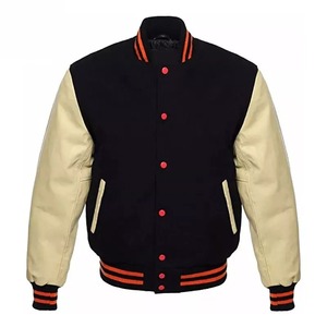 Veste d'hiver universitaire en laine de haute qualité pour hommes avec col montant Broderie au design personnalisé Manches en cuir Style Letterman - Product Image 4