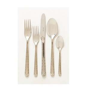 Ensemble de couverts 3 pièces en acier inoxydable plaqué or PVD, design unique, comprenant cuillère de service, fourchette et couteau à beurre - Product Image 5