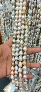 Perles baroques naturelles 12-13mm longueur pièce 14 pouces pour la fabrication de bijoux en argent belle perle baroque blanche pour collier bijoux - Product Image 3