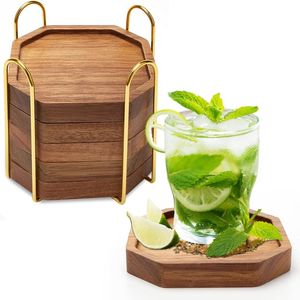 Sous-verres en bois classiques New Look, détails complexes, écologiques, accessoires de table vintage haut de gamme (diamètre personnalisé) - Product Image 4