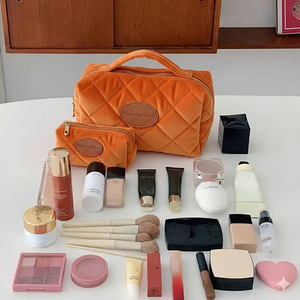 Women's Travel-Friendly <b>Makeup</b> Bag PU Material Zipper Closure Eco-Friendly Medium Capacity <b>Storage</b> Organizer Soft Handle Fashion - Product Image 1