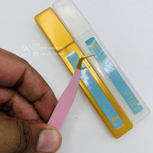 Pinzas de pestañas de acero sostenible japonesas de alta calidad personalizadas, punta de nano fibra dorada, pestañas de volumen profesional probadas a mano - Product Image 5