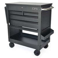 Chariot utilitaire CSPS 84 cm, 3 tiroirs, chariot à roulettes OEM en fer thermolaqué, capacité 150 kg, boîte à outils roulante pour entrepôt, mécanicien, garage