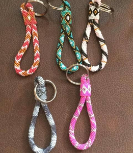 Porte-clés à breloques pour femmes Fleur Pendentif perlé artisanal Fait à la main Strass Perlé Fleur Corde suspendue - Product Image 4