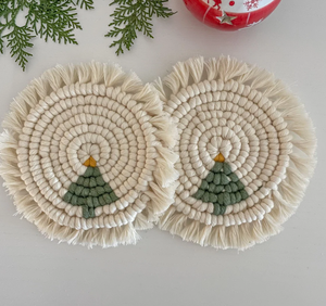 Mayorista de alta calidad hecho a mano macramé algodón posavasos con patrón de árbol de pino regalos regalo de Navidad decoración de vacaciones - Product Image 2