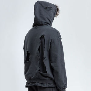 Sudaderas con capucha de felpa francesa en blanco personalizadas de alta calidad para hombres, ropa de calle, sudaderas con capucha de hombro caído de gran tamaño para fábrica - Product Image 6