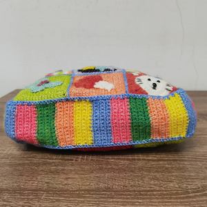 Bolso de Hombro de Mujer Hecho a Mano, Estilo Vintage, con Dos Correas, Diseño de Cuadrados Granny Crochet, Cierre Abierto, Patrón Animal, Poliéster, Portátil - Product Image 3