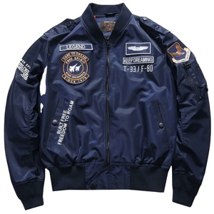 Customized Embroidered Logo Patches Quilted Bomber <b>Jacket</b> for Men Casual Ribbed Collar Light Windproof Airlift <b>Pilot</b> <b>Jacket</b> - Product Image 5