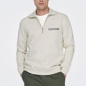 Sweat à capuche surdimensionné à demi-fermeture éclair pour homme Pull d'entraînement en polaire lourde brodé Patchwork Sweat uni pour l'hiver - Product Image 5