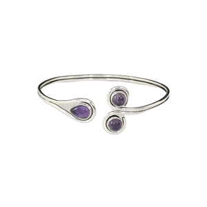 Venta al por mayor 925 pulsera de plata esterlina aspecto fabuloso PerA-Ajustable amatista oro acento joyería de plata - Product Image 1