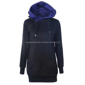 Sweat à capuche oversize décontracté pour femme, en coton 100%, avec logo brodé sur le devant, style streetwear, pour l'hiver - Product Image 2