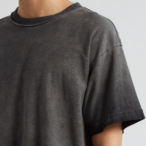 Camiseta Vintage con lavado ácido para hombre, ropa de calle de algodón 100% personalizada, tela de punto corta de gran tamaño de peso pesado - Product Image 6