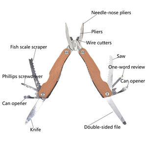 Multiutensile 15 in 1 per Campeggio e Sopravvivenza, Pinze Multifunzione Portatili con Manico in Legno - Product Image 2