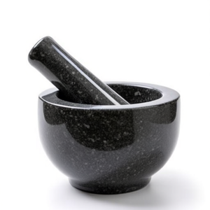Ensemble mortier et pilon classique en pierre naturelle fait main avec finition polie, moulin à épices et herbes en marbre noir écologique - Product Image 2