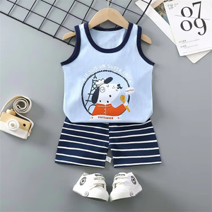 Vente en gros de costumes d'été pour garçons en deux pièces, veste et short d'été pour enfants, costume de veste pour enfants, vêtements d'été en coton pour filles - Product Image 6
