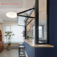 Fenêtre pliante en aluminium et verre, design minimaliste, maison moderne, aluminium, double vitrage trempé, fenêtres pliantes