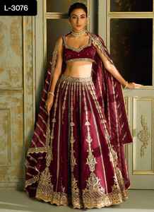 Diseñador de estilo indio nad paquistaní bordado pesado y trabajo Zari Lehenga Choli para función de boda desgaste Kasturi seda Lehenga - Product Image 4