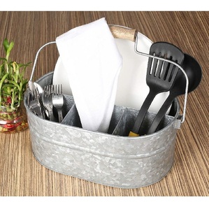 Amazing Design Vintage Iron Galvanized Sustainable Multifunction Cutlery Holder <b>Tabletop</b> Kitchenware Spoon Forks <b>Storage</b> Holder - Product Image 4