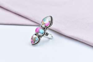 Anillo ajustable hecho a mano de algodón caramelo Dahlia de plata esterlina para mujer con diseño floral único - Product Image 3