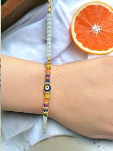 DAFNI BIG PAZAR Bohemian <b>Beaded</b> <b>Bracelet</b> with Natural Stone Precious Metal Alloy Micro Insert Unisex Gift From Istanbul 0.08g - Product Image 6
