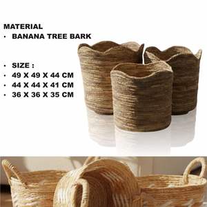 Juego de 3 cestas MAWAR hechas a mano con corteza de banano - Product Image 2