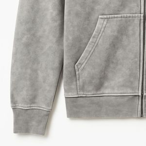 Fabricantes de ropa de aduana Capucha de doble capa Lavado ácido Sudaderas con cremallera desgastadas Hombres - Product Image 5