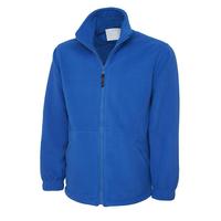Veste polaire pour homme adulte, bleu royal, col montant, logo sur le devant, couleurs et tailles personnalisables, plusieurs poches, respirante