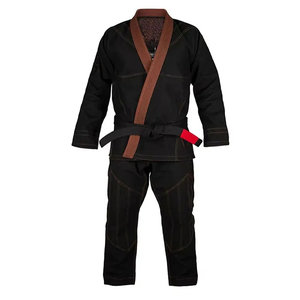 Men's Black BJJ <b>Kimono</b> With Brown Collar And Red-Tipped <b>Belt</b> Durable Cotton Martial Arts Uniform Regular Fit Adult Size - Product Image 6