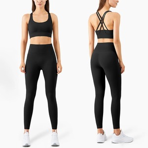 Conjunto de yoga Premium Leggings y Tops Fitness Trajes deportivos Ropa de gimnasio Sujetador de yoga Leggings sin costuras Correr Mujeres Tops Pantalones - Product Image 6