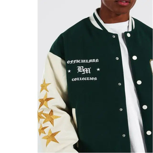 Custom Wool/Viscose Baseball <b>Jacket</b> OEM Design with Logo Fleece Letterman <b>Jacket</b> for <b>Men</b> Breathable Quick Dry <b>Summer</b> - Product Image 5