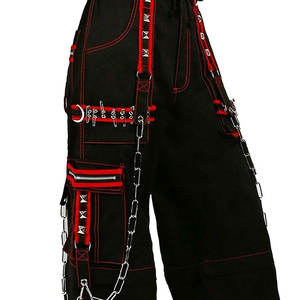 Gothic <b>Women</b> Black <b>Red</b> Cyber Chain Bondag Steampunk Biker <b>Trousers</b> Pant - Product Image 5