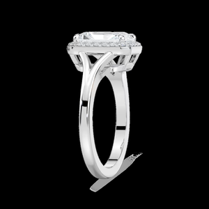 Bague de fiançailles en diamant de laboratoire taille radiant 2,10 carats, certifiée IGI, or massif 14 carats, halo à branches fendues - Product Image 2