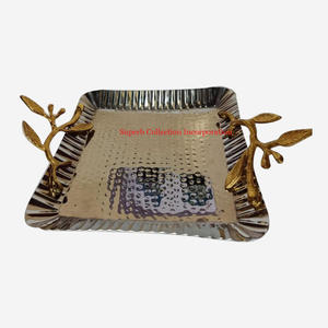 Plateau en acier inoxydable de la plus haute qualité or Floral Accent Table Top Fournitures d'hôtel durables pour le service des aliments et l'utilisation de la Table basse - Product Image 6