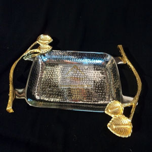 Bol profond décoratif en acier inoxydable couleur dorée feuille de laiton autour de la vaisselle bol de service couleur argent nouilles pots de service - Product Image 6