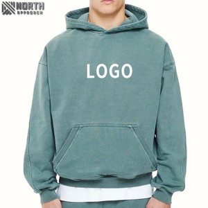 100% algodón en blanco grueso de alta calidad de lana de gran tamaño French Terry Winter Hoodie para hombres Vintage ácido lavado pesado de secado rápido - Product Image 5