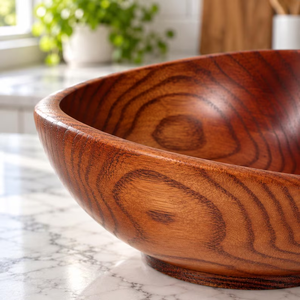 Wooden Salad <b>Bowl</b>, <b>Large</b> Fruit & <b>Serving</b> <b>Bowl</b>, Natural Wood Kitchen <b>Bowl</b>, Rustic Table decor <b>bowl</b> - Product Image 2