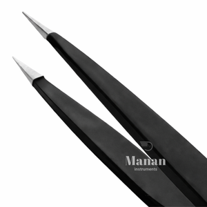 Pinzas de Precisión Negras de Acero Inoxidable con Punta Fina, Herramienta Profesional Antideslizante para Depilación de Cejas - Product Image 2