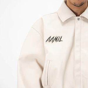 Blouson de moto personnalisé avec logo brodé Blouson de baseball en cuir véritable Veste universitaire pour hommes - Product Image 4