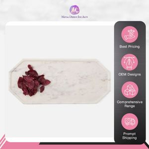 Plateau de service en marbre blanc de luxe Vaisselle design haut de gamme pour la présentation d'aliments et de boissons dans les hôtels - Product Image 2