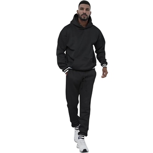 Tenue de sport personnalisée de haute qualité pour hommes, ensemble deux pièces de couleur unie, survêtement de loisirs tissé pour l'hiver - Product Image 1